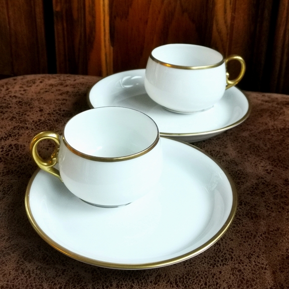 Antique Delicate White Bone China Coffee Cup & Saucer w/Gold Trim by MZ Austria - Picture 5 of 9